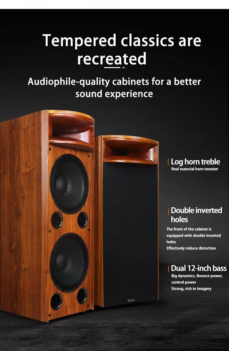 KYYSLB H18 Solid Wood Horn Dual 12" HIFI Speaker – Passive Audiophile Sound