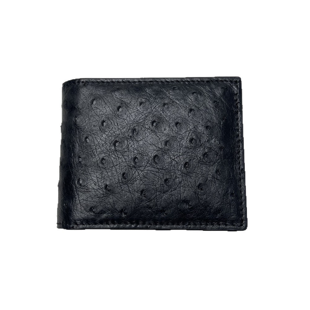 Genuine Ostrich Skin Men's Wallet | Luxury Bifold with Zipper & Card Holders
