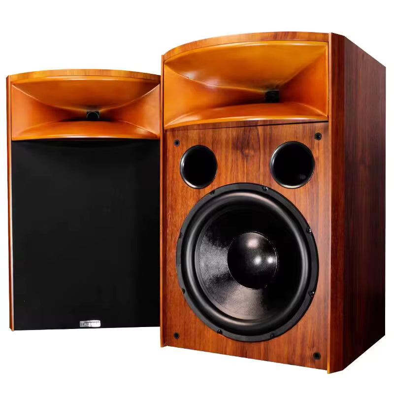 KYYSLB H15 HiFi Bookshelf Speaker – 12" Solid Wood Horn, Passive, 300W